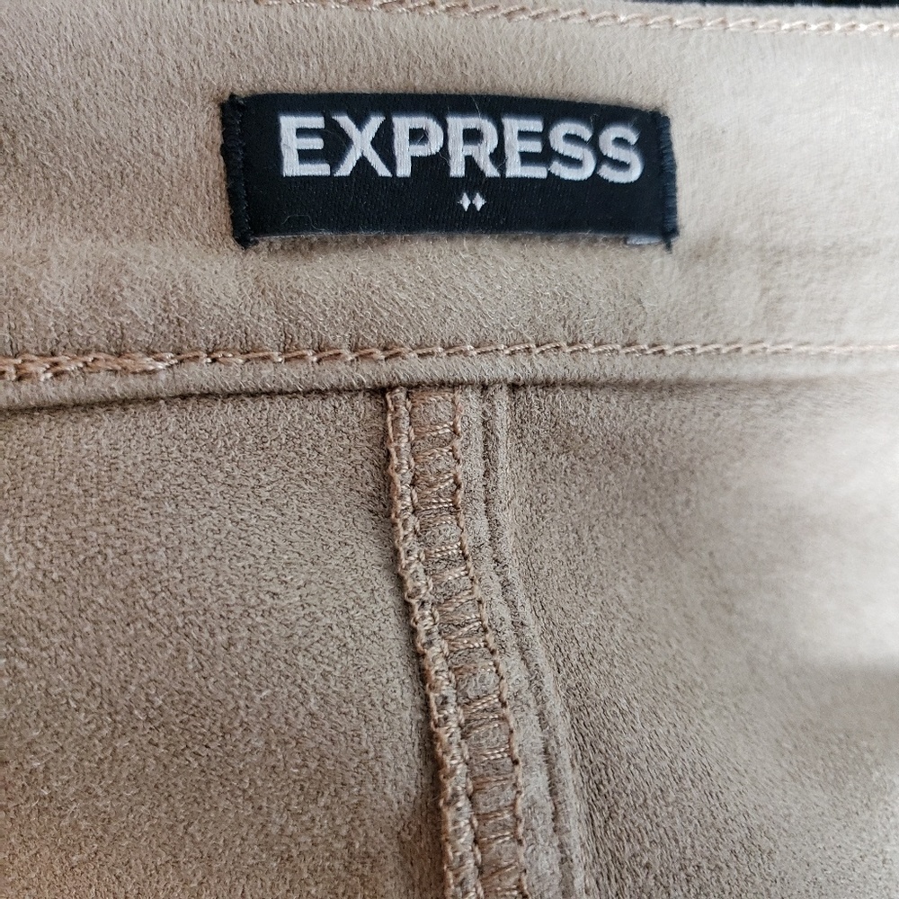 Express Mini waisted Suede Button A Line Skirt - Picture 3 of 4